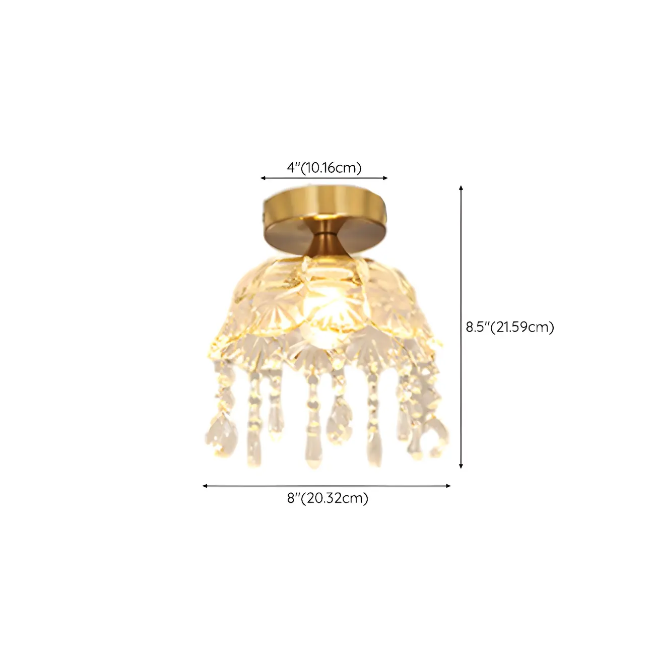 Elegant Golden Crystal Flower Dome Semi Flush Ceiling Light