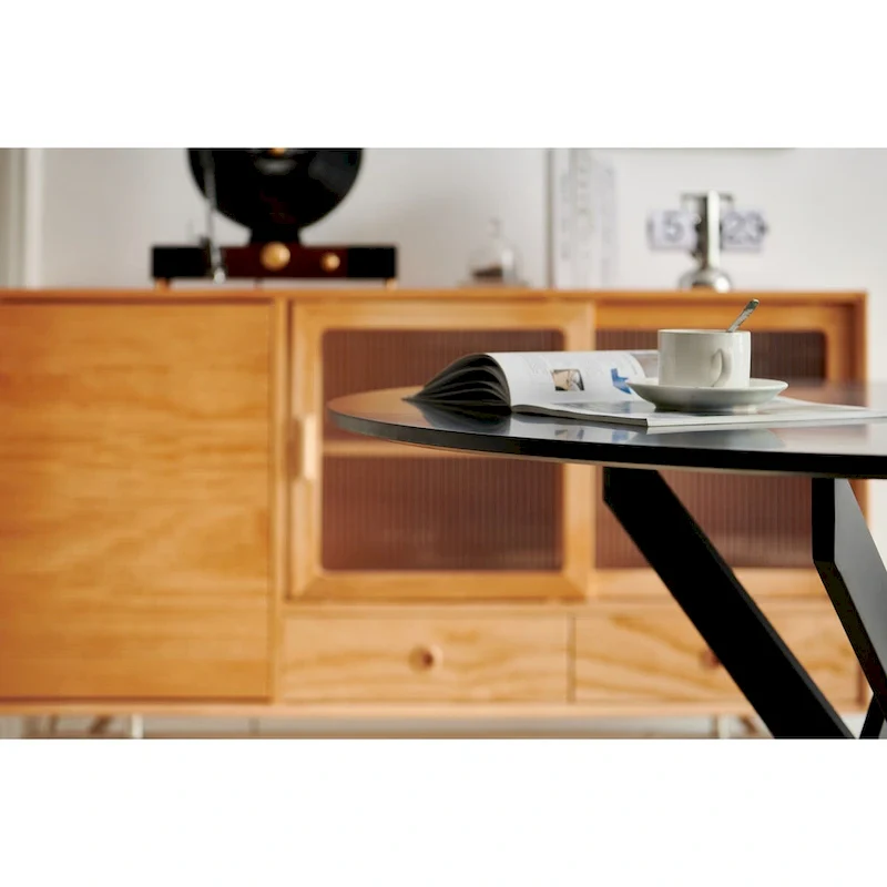 Mid-century Dining Table With Round Table Top Pedestal Dining Table