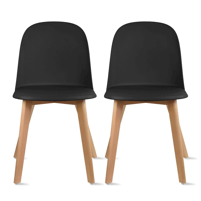 Set of 2 Plastic Dining Side Chair Wood For Event Kitchen Office Event Garden Patio Cafe