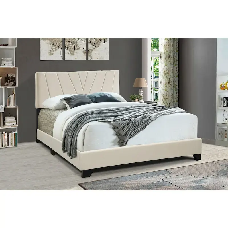 Upholstered Cream Velvet Bed Frame – Queen & King