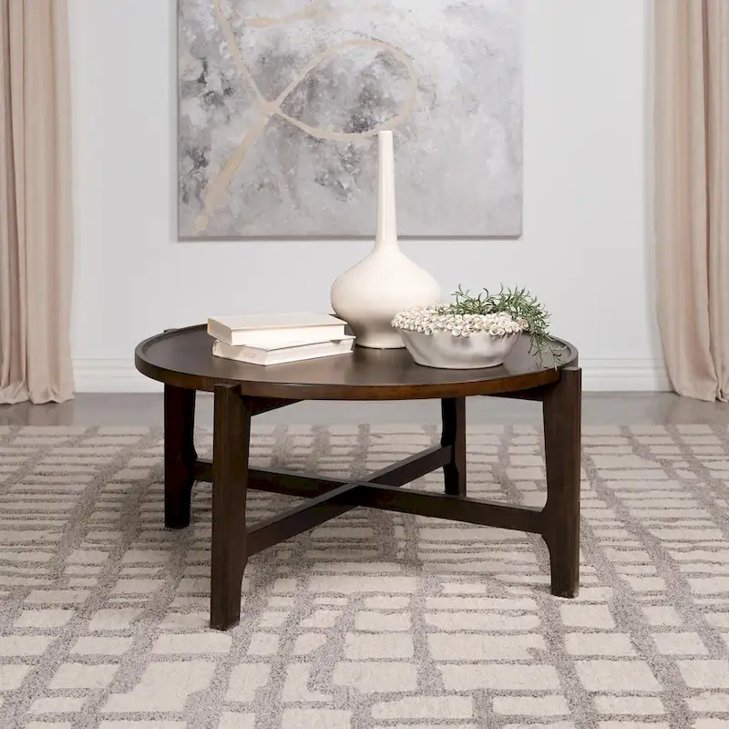 Mavis Dark Brown Round Coffee Table