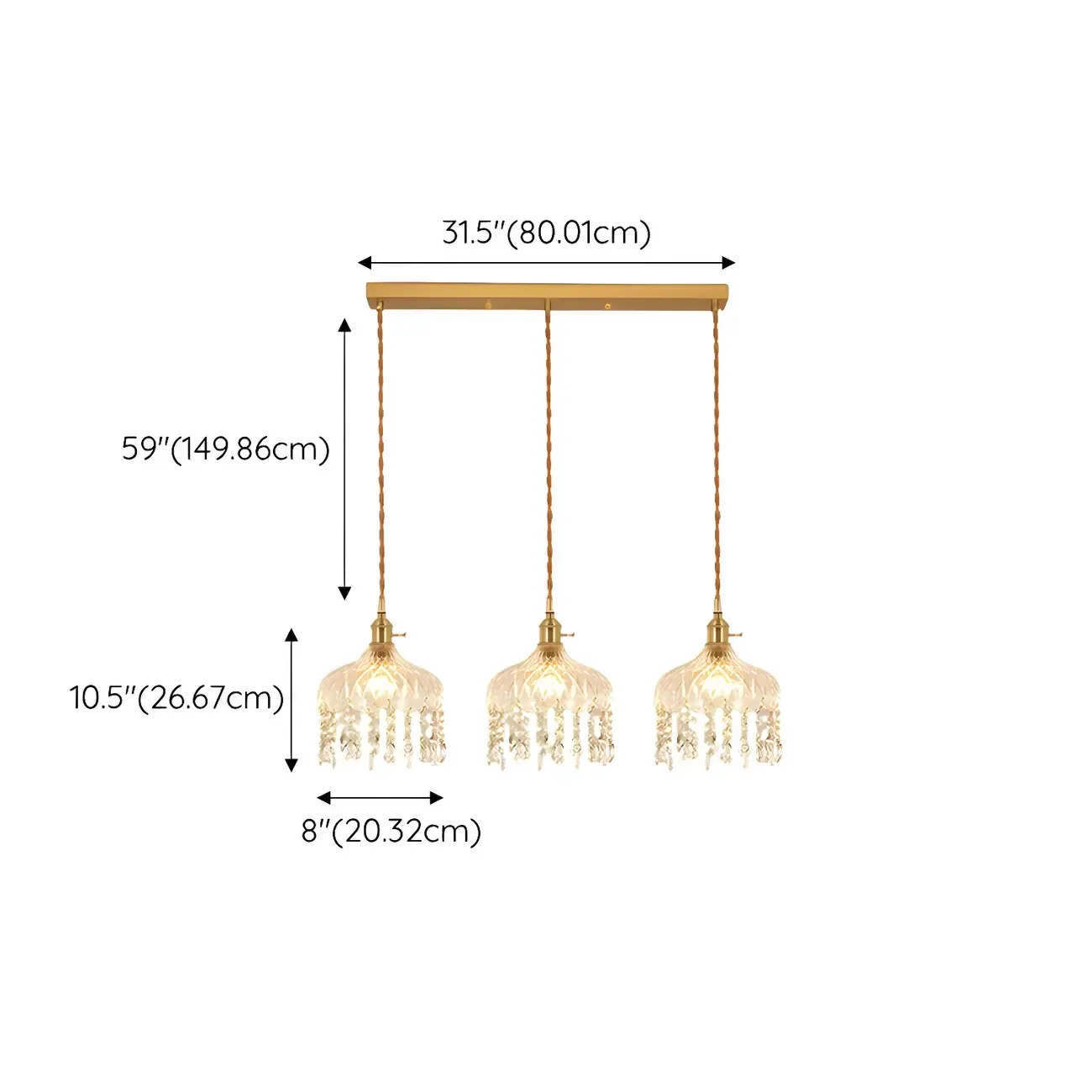 Elegant Glass-Crystal Gold Island Pendant Lights