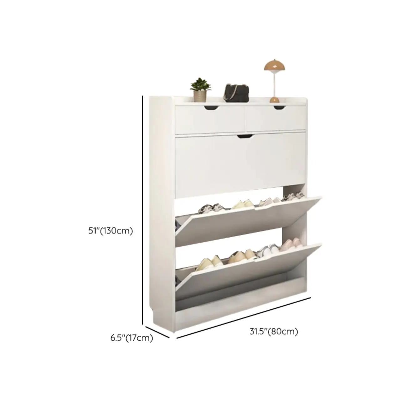 Entryway Modern Wood Shoe Cabinet with Flip-Out Drawer