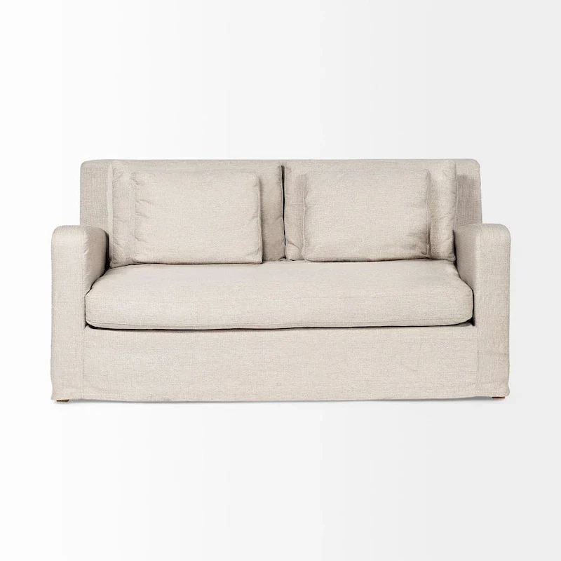 Denly I Beige Slipcover Two Seater Sofa