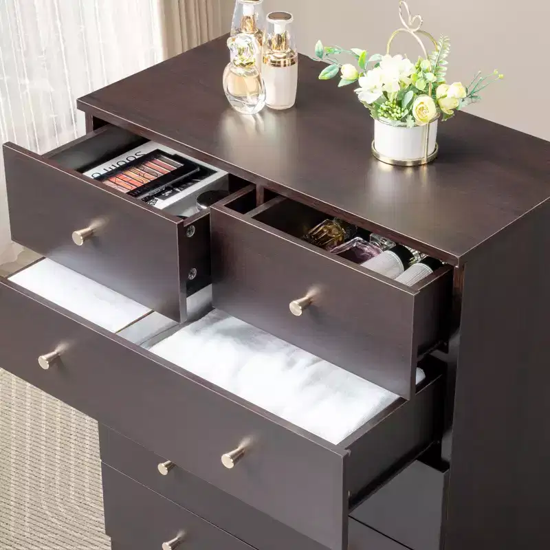 Karl Home 6-Drawer Brown Particle Board 25.98in. W Chest of Drawer