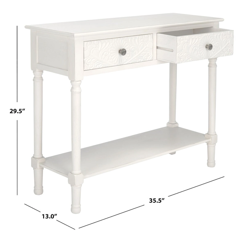 SAFAVIEH Leonia 2-Drawer Console Table - 35.5 W x 13 L x 29.5 H - 36Wx13Dx30H
