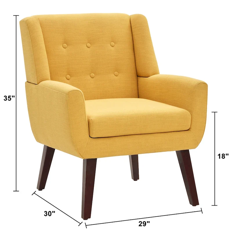 Linen Accent Chair with Tufted Back