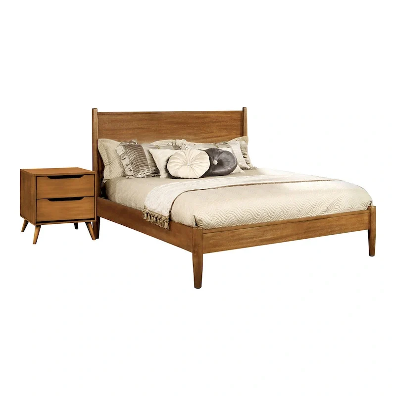 Fopp Mid-century Modern Oak Wood 2-Piece Platform Bedroom Set by Furniture of America