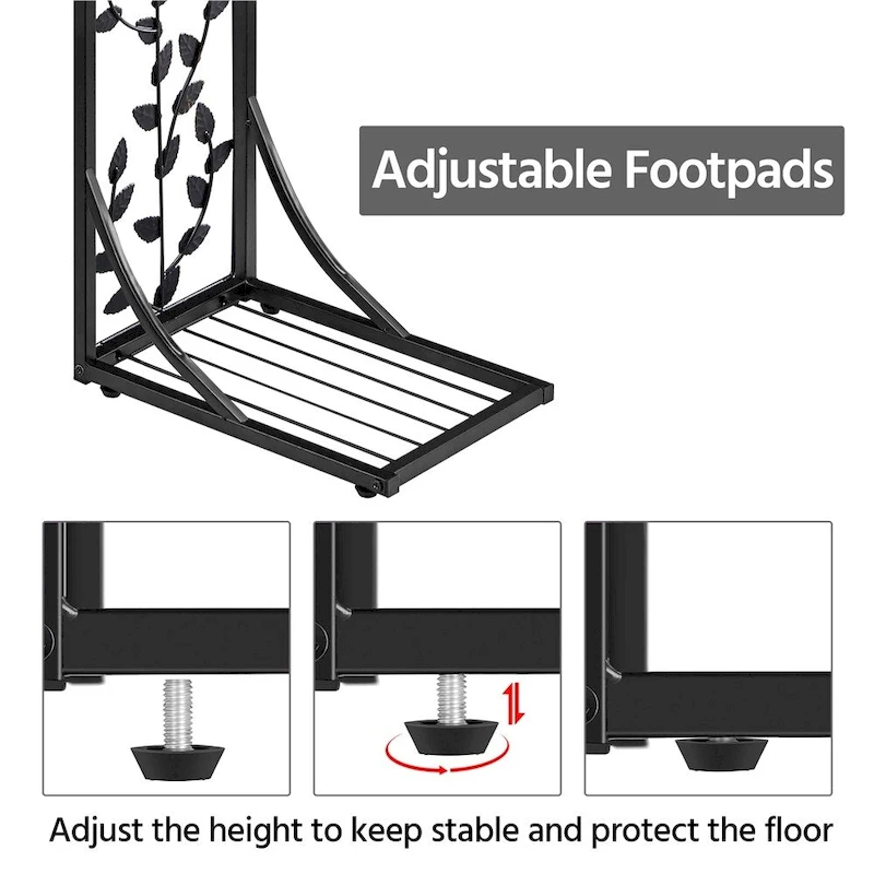 Yaheetech C-shaped Wood and Metal Leaf Pattern End Table, Set of 2