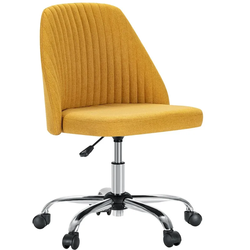 Armless Home Office Desk Chair with Wheels Adjustable Swivel Task Computer Vanity Chair for Small Spaces