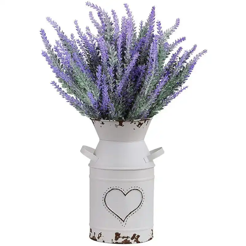 Shabby Chic Vase White Milk Metal Jug French Rustic Bucket