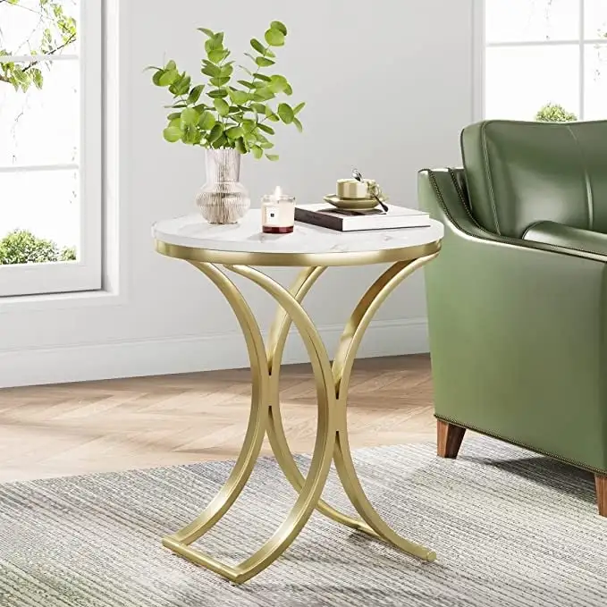 Modern Round End Side Accent Table for Entryway Living Room