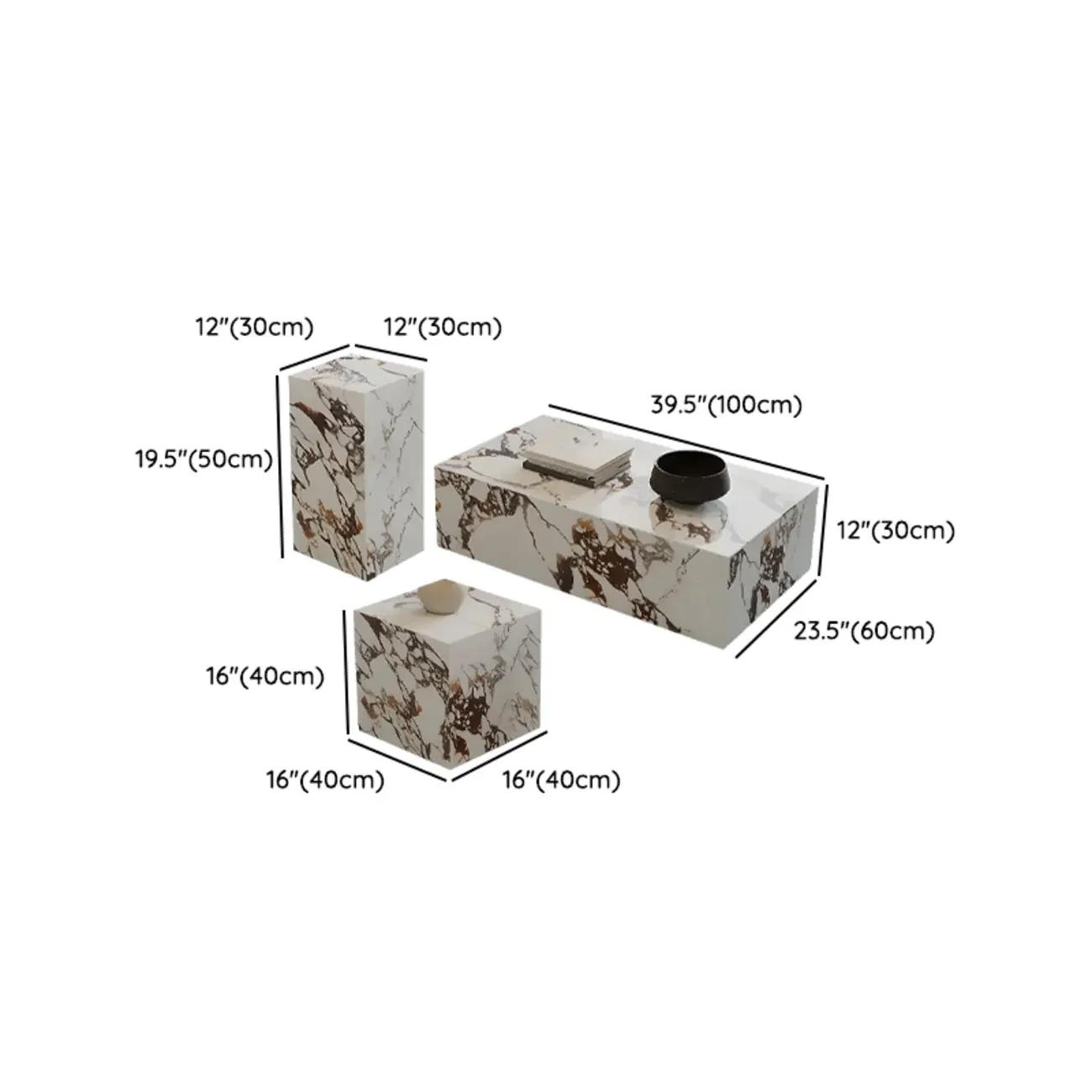 Modern Wooden  Coffee Table Set with Square Design