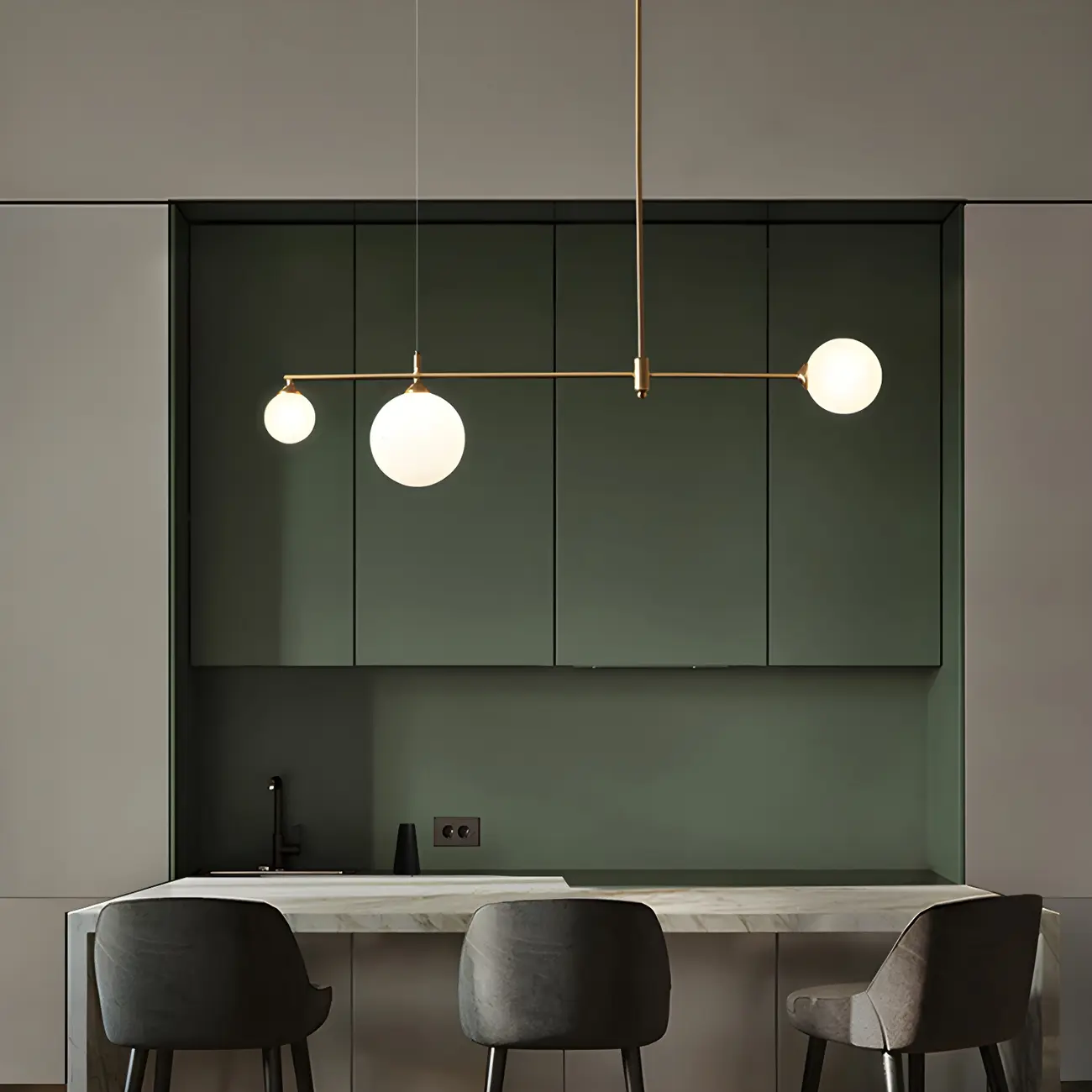 Modern Gold Globe Adjustable Island Pendant Light