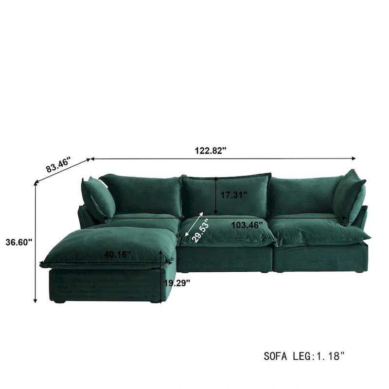 Modular Sectional Fabric Sofa,Extra Large L Shaped Couch with Reversible Chaise Modular Sectional Couch