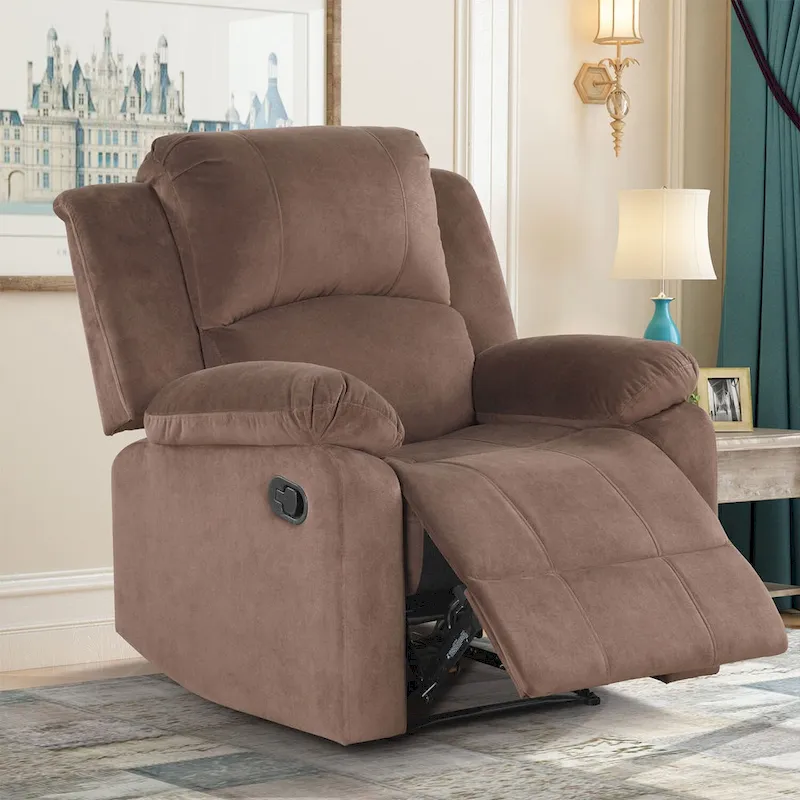 Ebello Breathable Skin Friendly Fabric Soft Padded Manual Recliner Chair