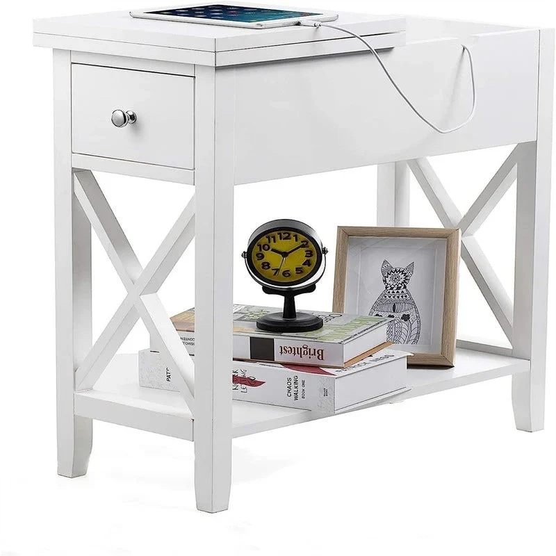 Material Flip Top Narrow End Table - 11D x 23.5W x 24H