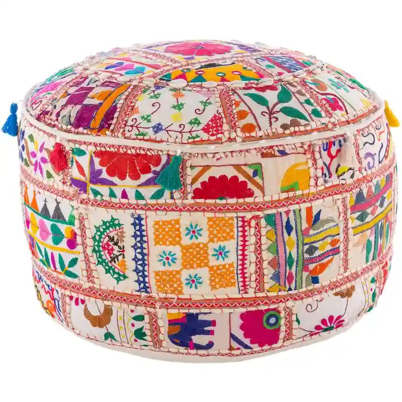 Geometric Acle Round Cotton 22-inch Pouf