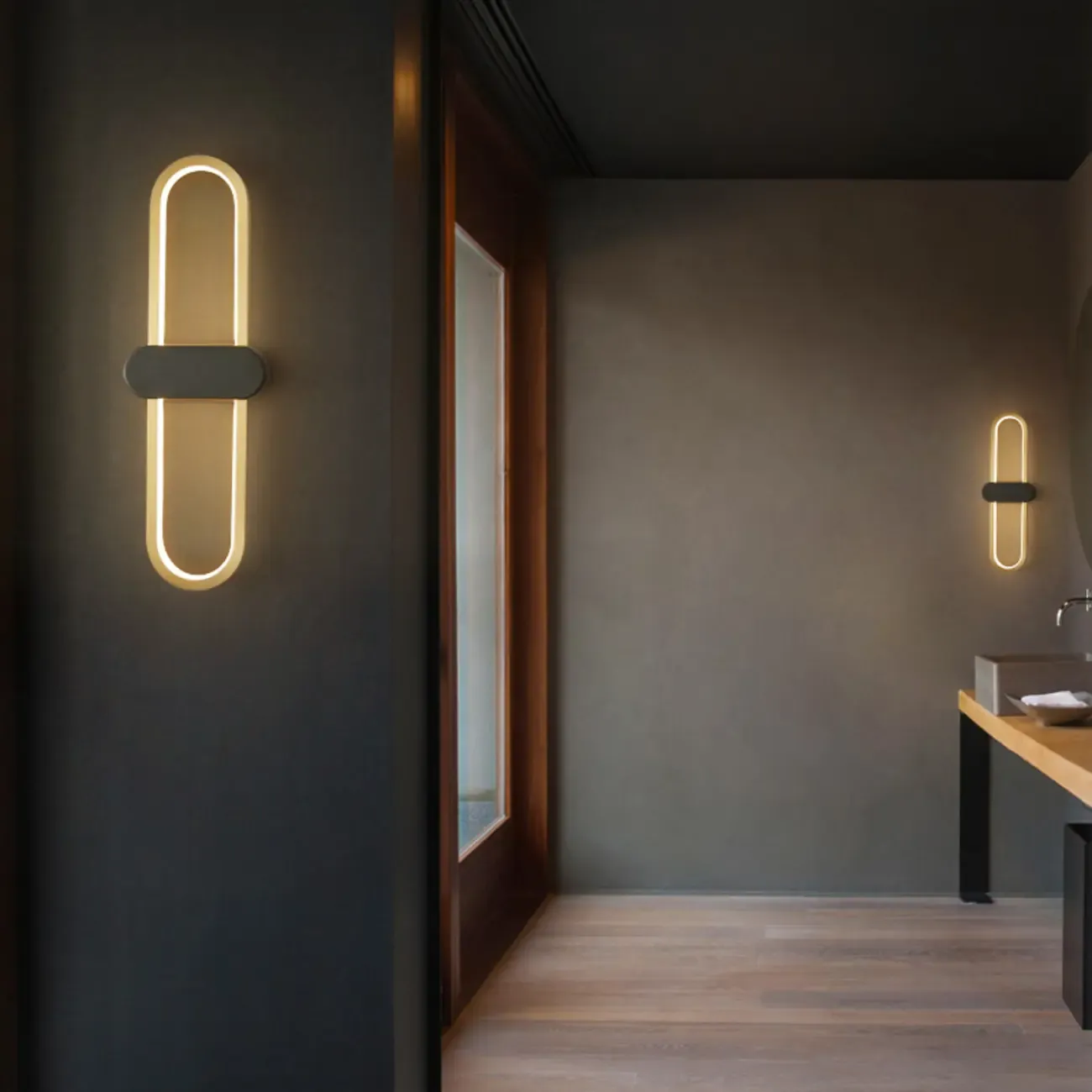 Modern Oval Wall Vanity Light with Silica Gel Shade