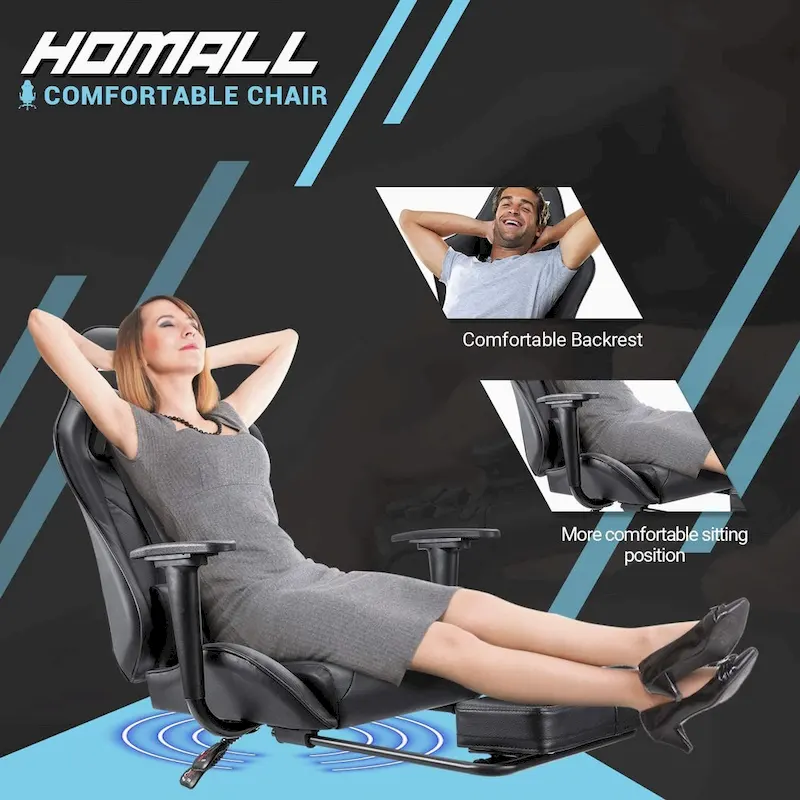 Gaming Chair with Footrest - Ergonomic Desk Chair