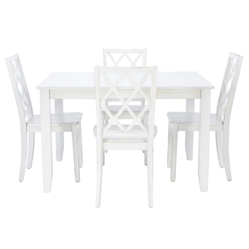 Harrow 5-piece White Farmhouse Dining Set