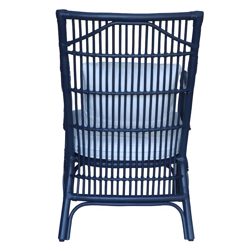 Rattan Slat Back Cushioned Arm Dining Accent Chair by East at Main - 24x25.5x39.25