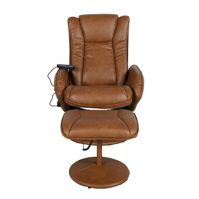 LeatherSoft Massaging Multi-Position Recliner w/Ottoman