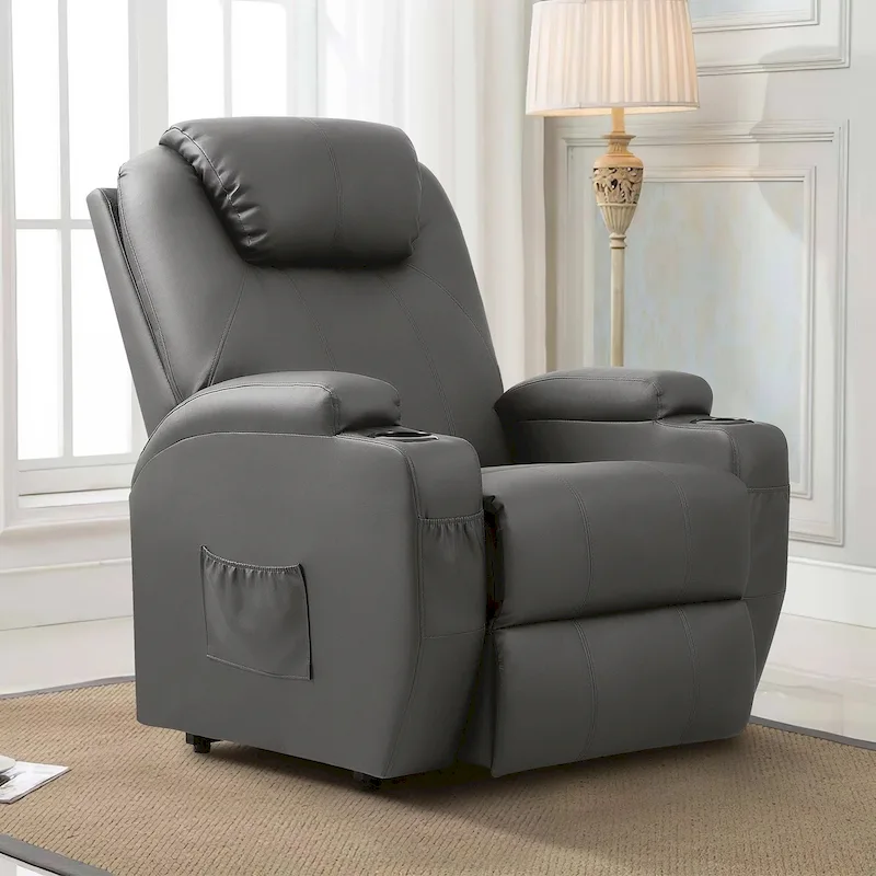 LACOO Power Lift Recliner PU Leather Reclining Chair with Massage
