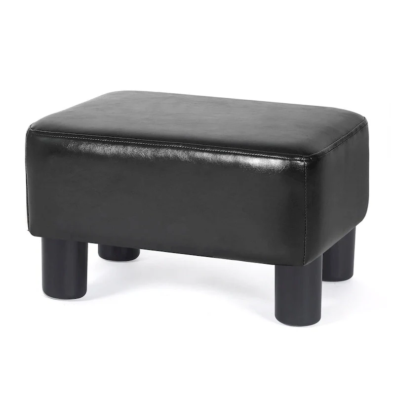 Adeco Small Rectangle Footstool PU Leather Ottoman Footrest Modern