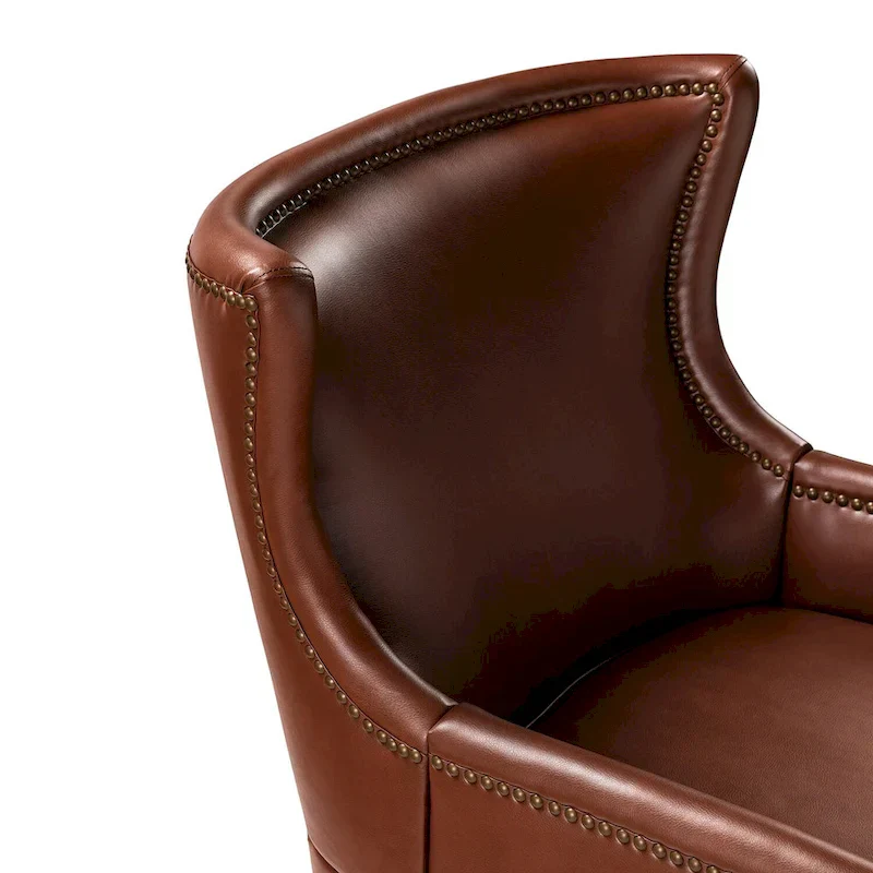 Angeles Mid-century Modern Ergonomic Vegan Leather Armchair with Wingback Set of 2 by HULALA HOME