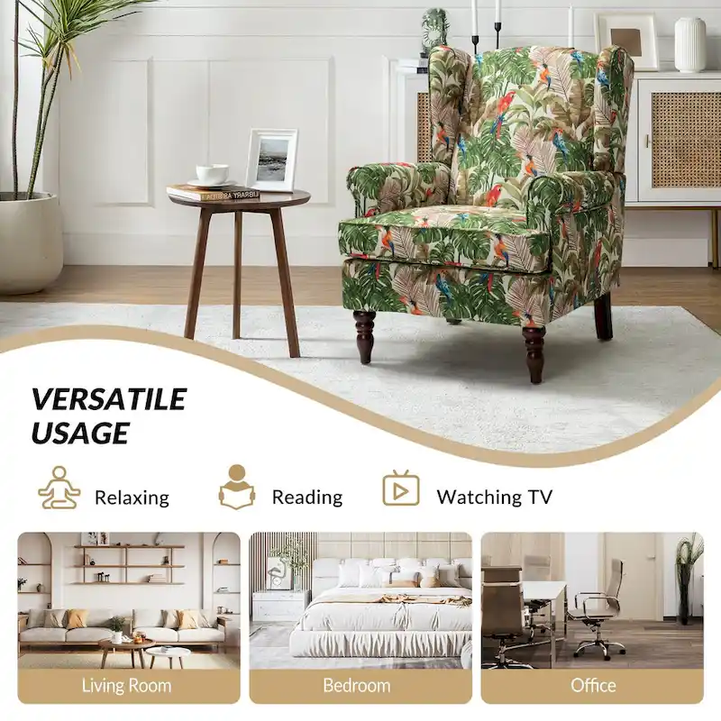 Epimethis Traditional Fabric Accent Armchair with Turned Legs Set of 2 by HULALA HOME