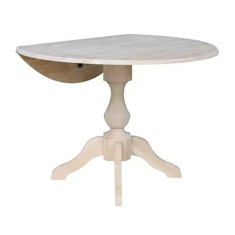 42" Blake Round Drop Leaf Dining Table Unfinished - International Concepts: Compact, Pedestal Base