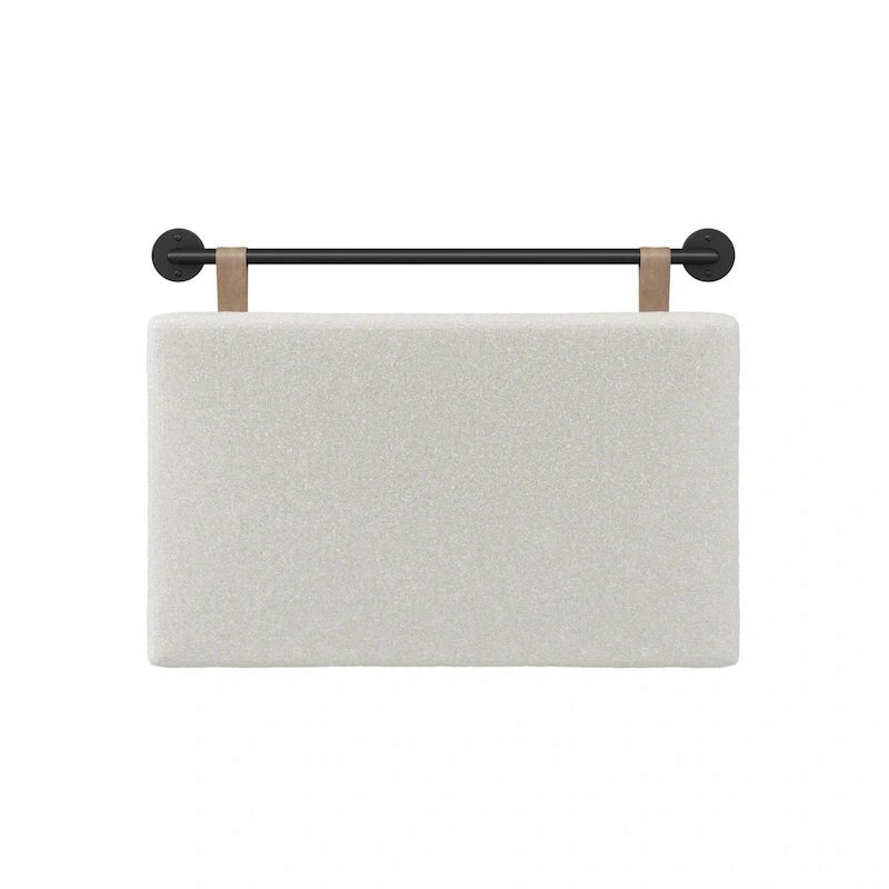 Charlie Wall Mount Boucle Upholstered Padded Headboard, Adjustable Height with Metal Rail