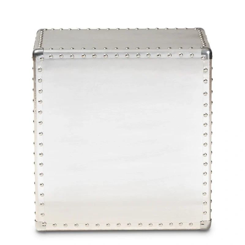 Baxton Studio Armel French Industrial Silver Metal 3-Drawer End Table