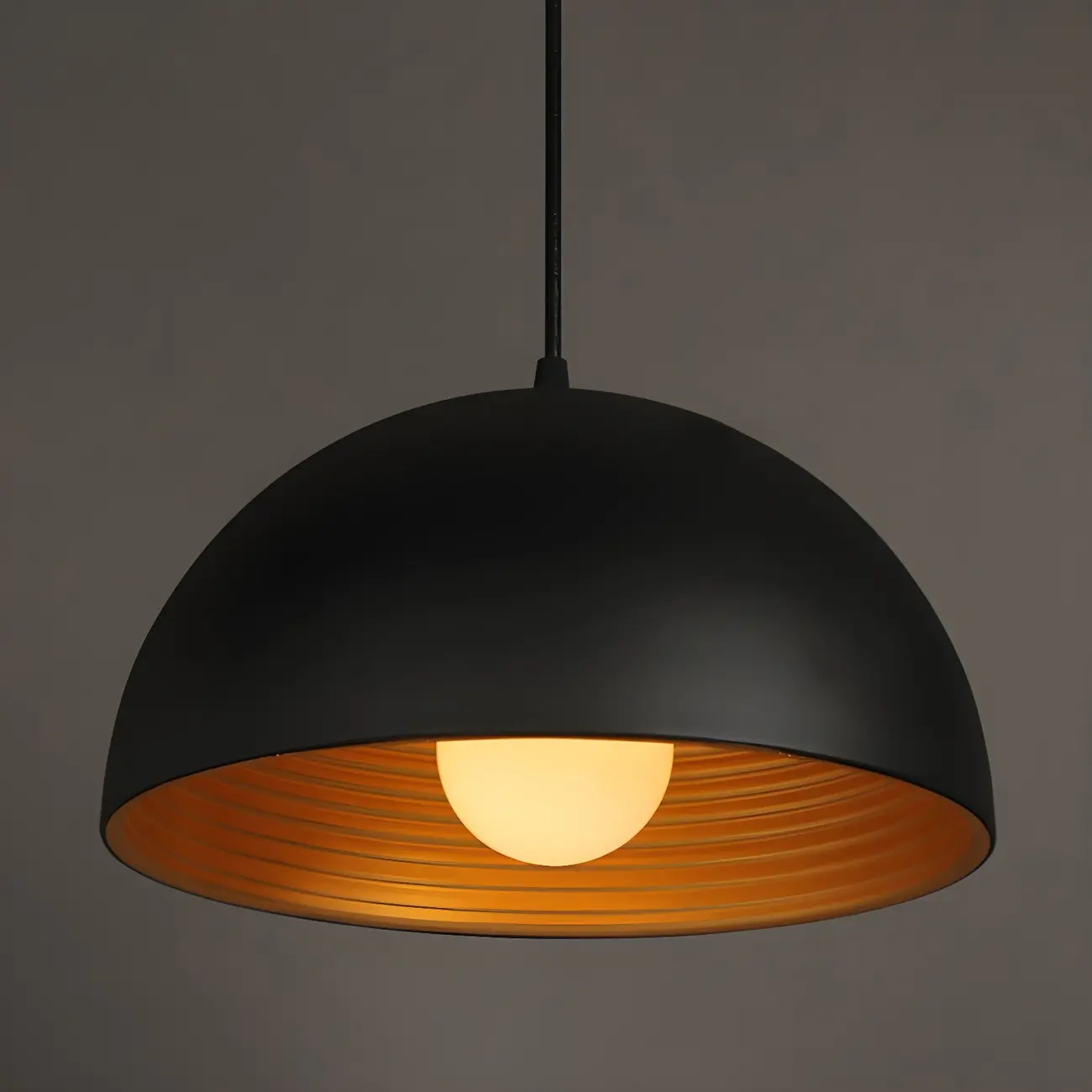 Industrial Rustic Black Metal Dome Kitchen Pendant Light