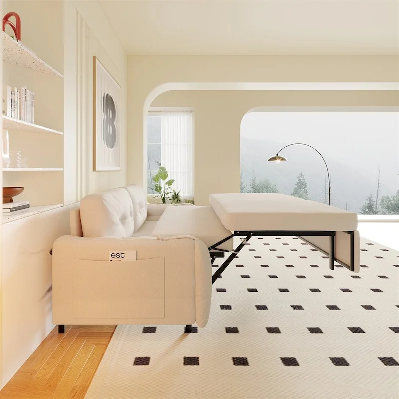 66.2Queen Pull Out Sofa Bed,Hydraulic System Convertible Sleeper Sofa