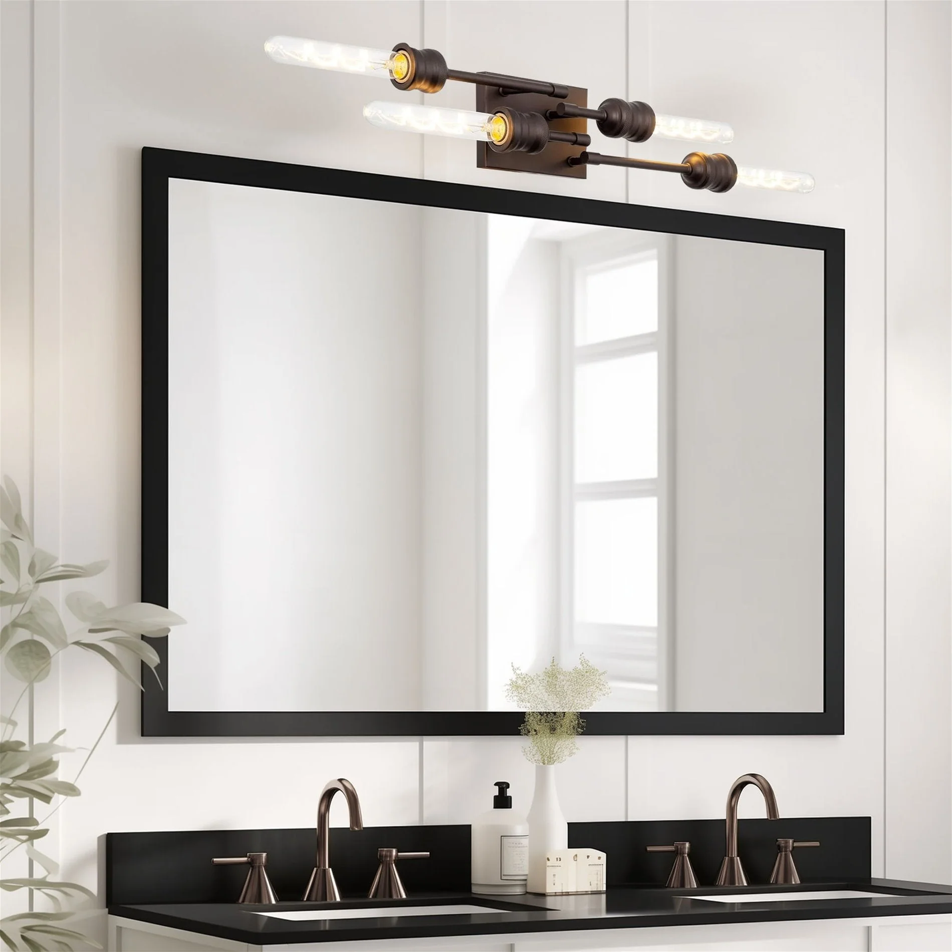 Quattro 19 Modern Industrial 4-Light Linear Vanity Light