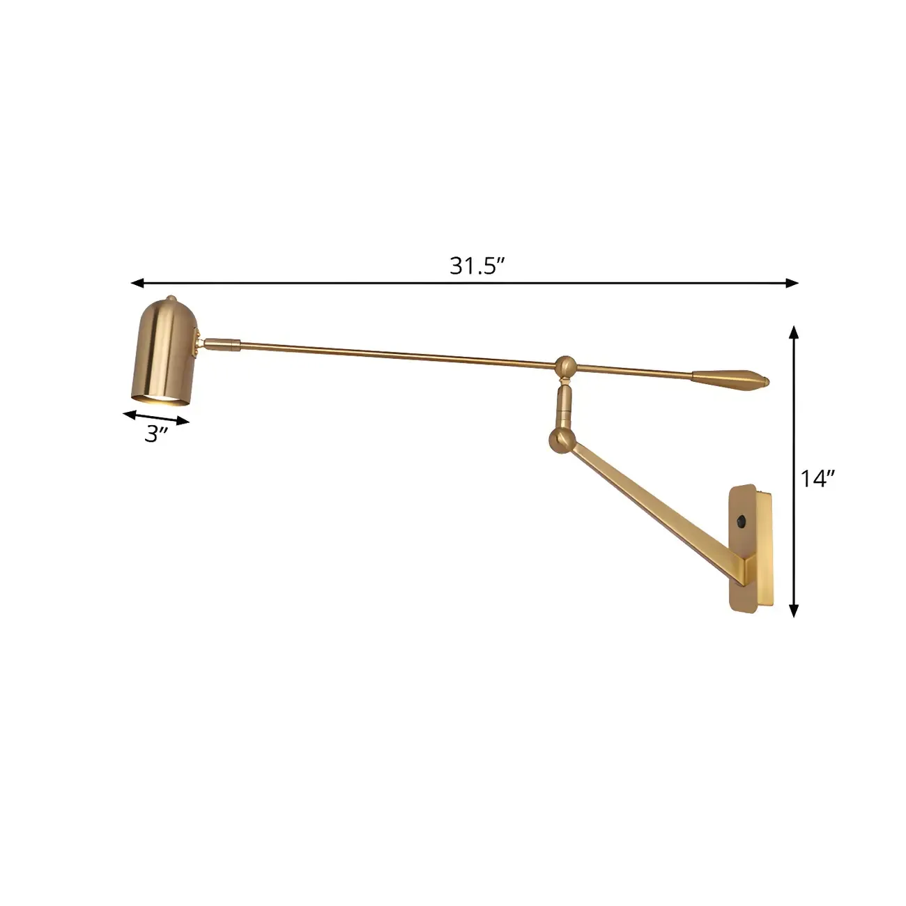 Gold Metal Cylinder Shade Swing Arm Wall Light