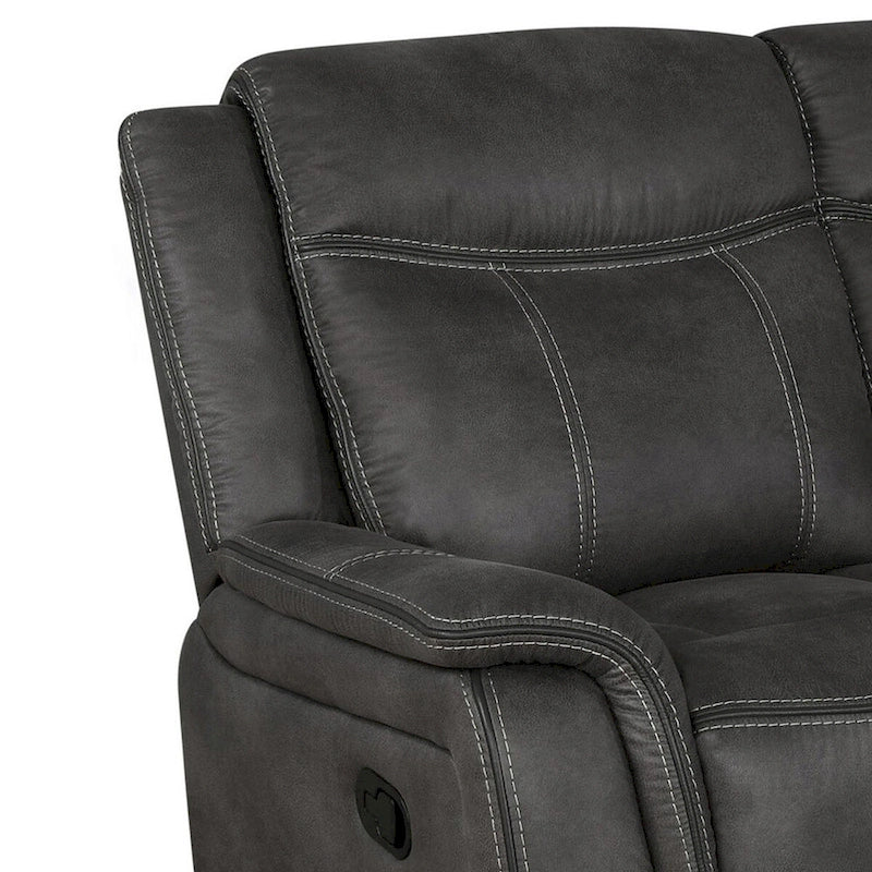 Tom 85 Inch Motion Manual Recliner Sofa, Gel Memory Foam Black Faux Leather