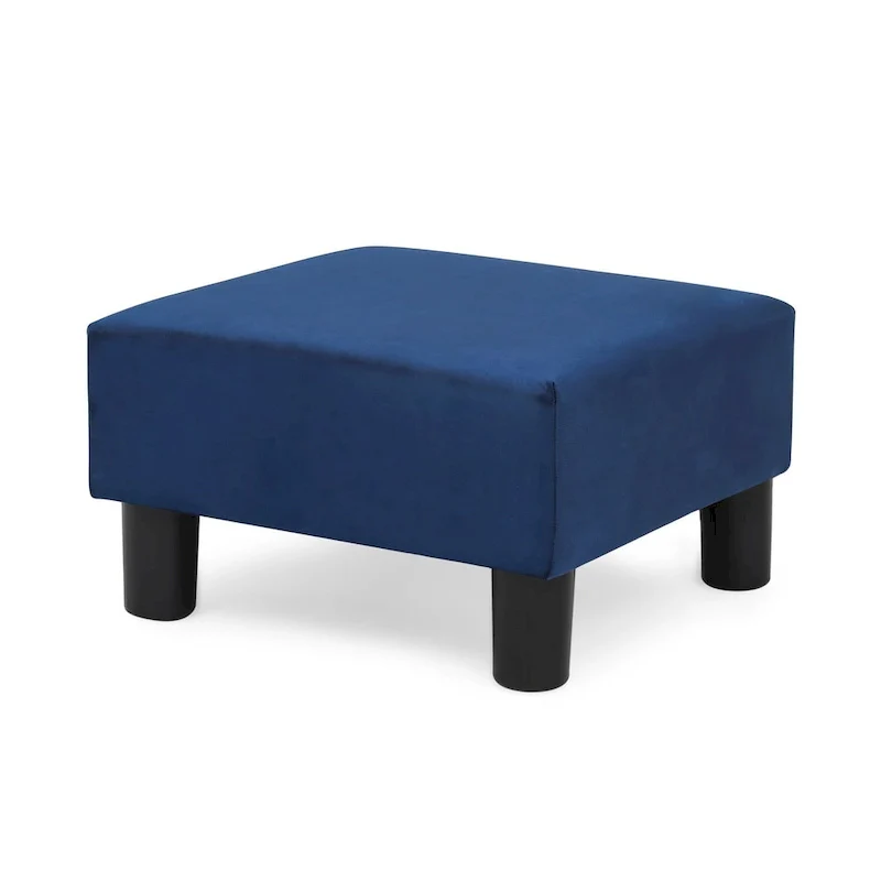 Adeco Small Square Footstool Ottoman Modern Fabric Footrest Stool