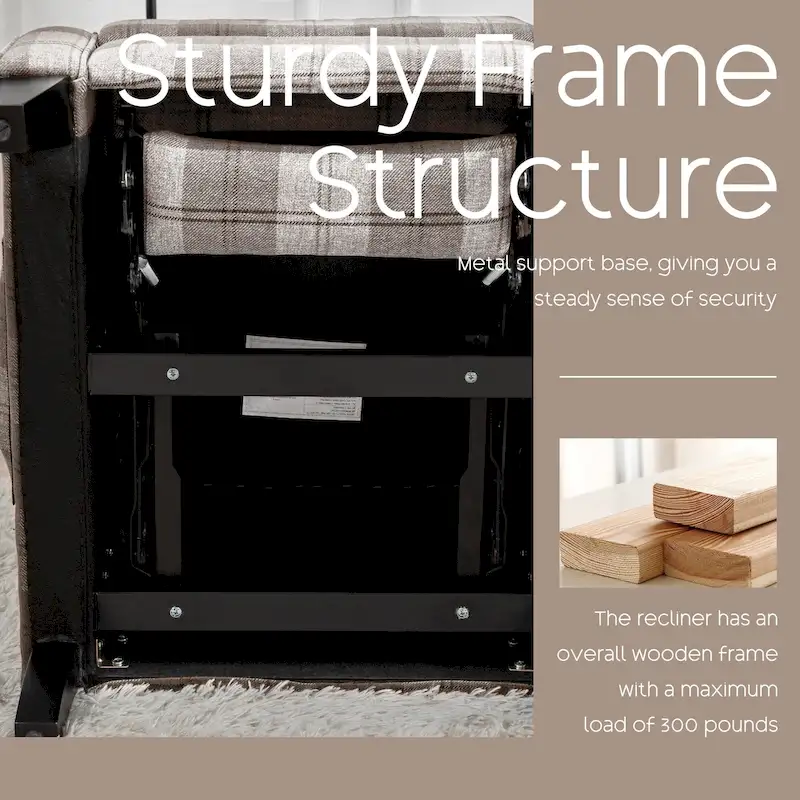 HOMYKA Polyested Upholstered Pushback Recliner Accent Chair Wingback Armchair