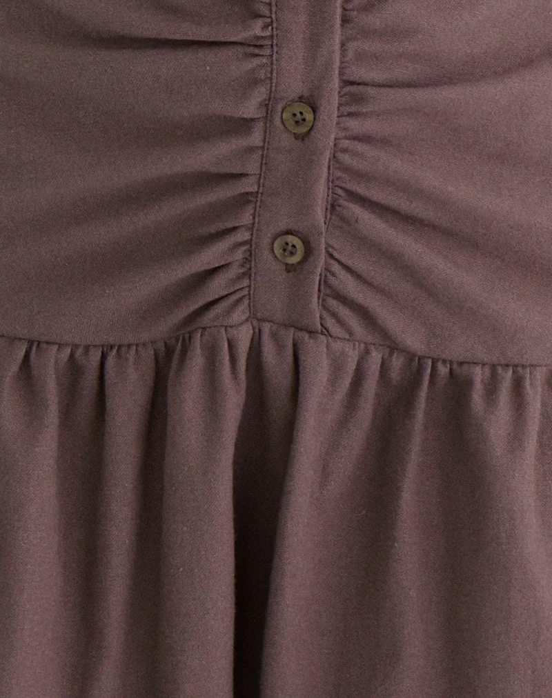 Yuha Buttoned Mini Dress in Deep Taupe