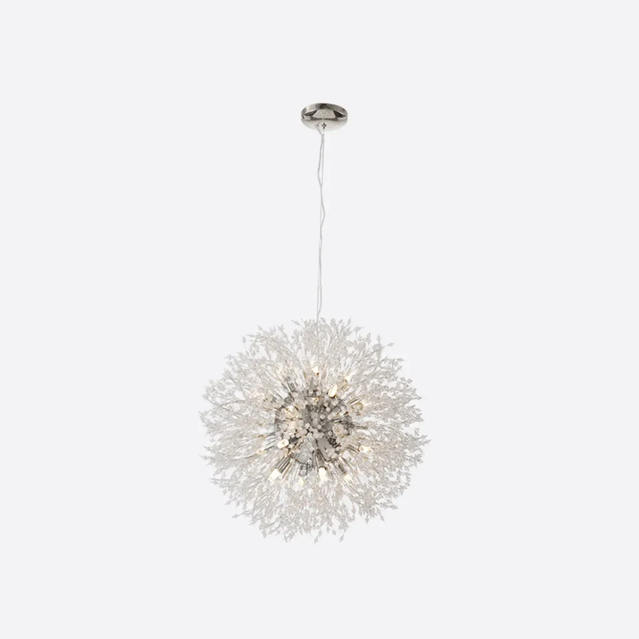 Modern Crystal Globe Chandelier with Starburst Design