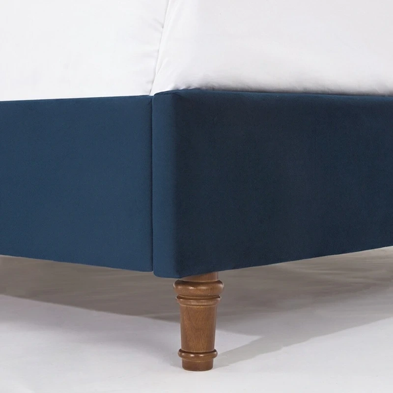 Upholstered Queen Bed with Nailhead Trim Wingback Headboard