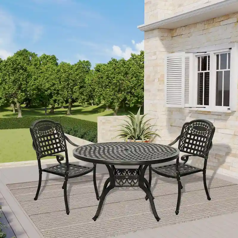 Clihome Cast Aluminum Patio Dining Chairs (Set of 2)