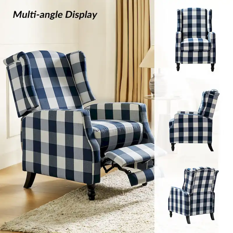 Damaris Mid-Century Modern Manual Pushback Recliner with Wingback Design Set of 2 by HULALA HOME