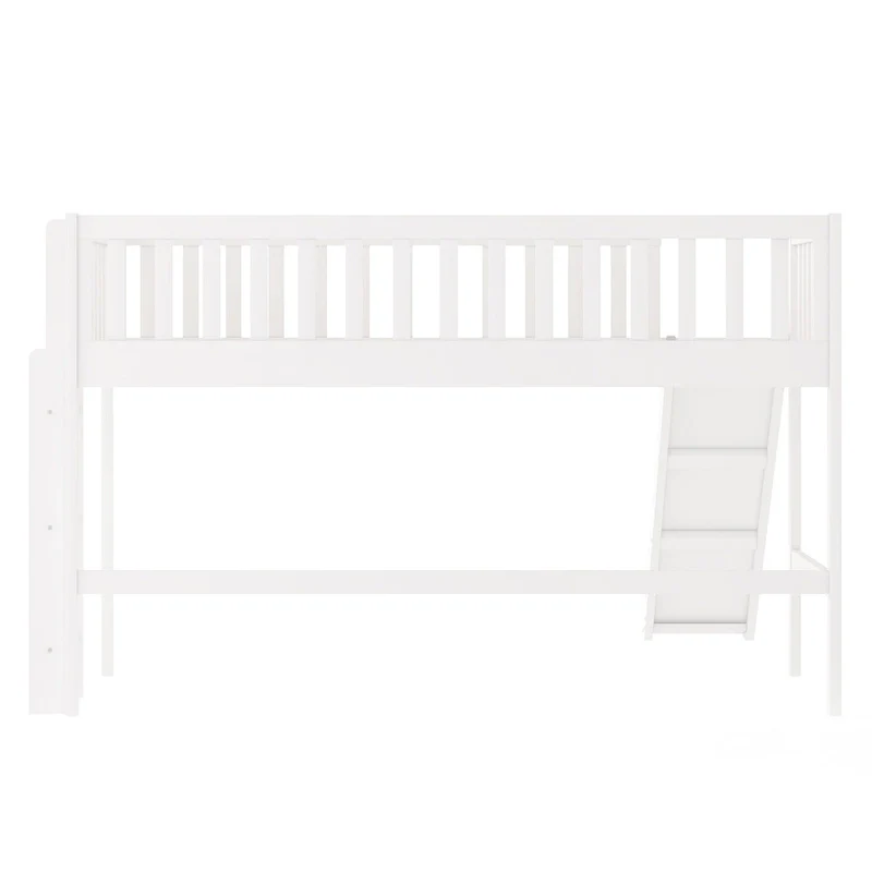 Pine Low Loft Bed with Slide