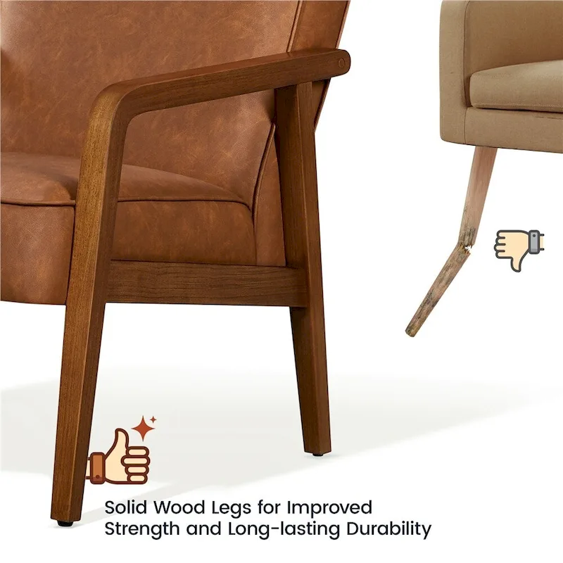 Yaheetech Modern Faux Leather Upholstered Accent Chair Armchair