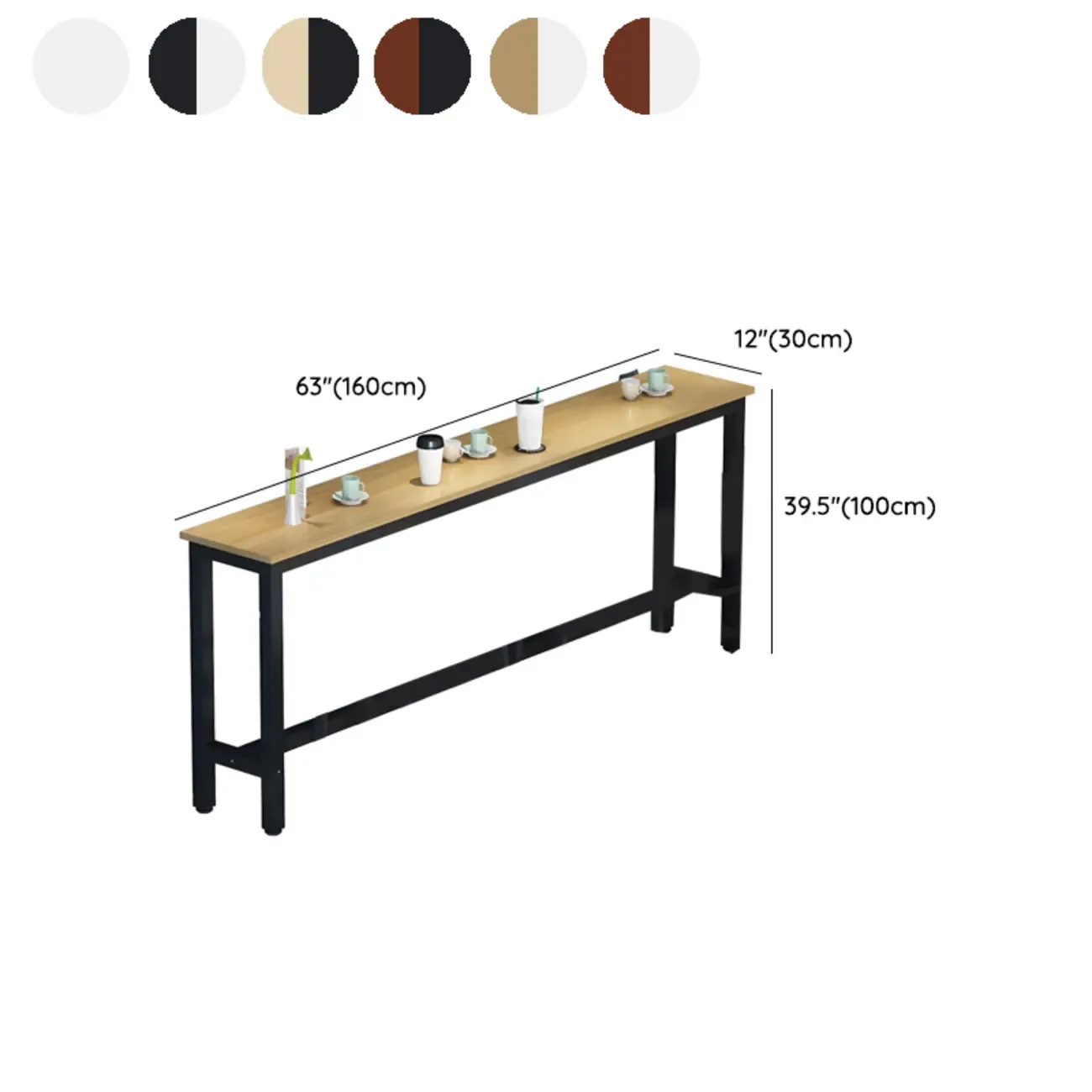 Simple White Rectangular Wood Bar Table With Footrest