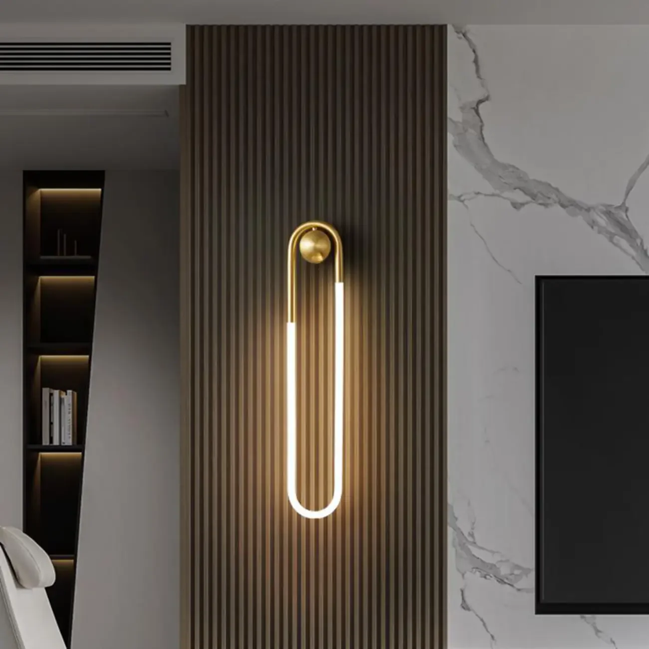 Modern Gold LED Oval Vanity Wall Light